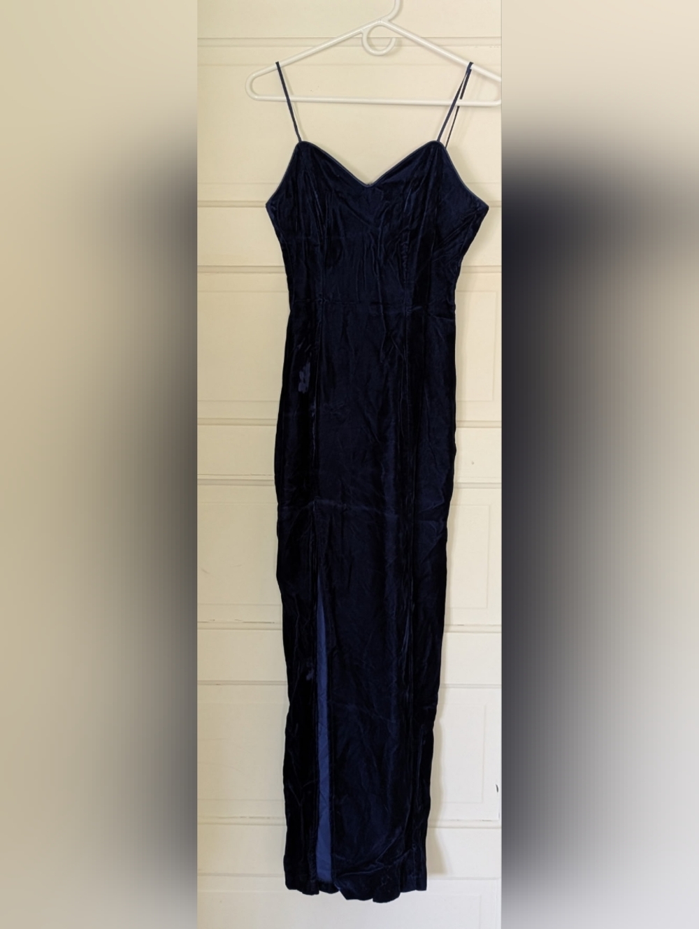 ✨ Navy Blue Velvet High-Slit Evening Gown | Size 5/6